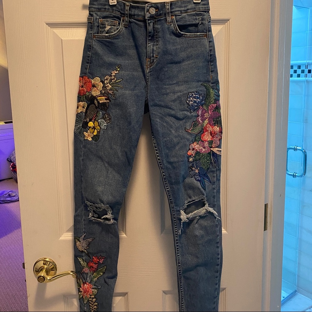 top shop embroidered jamie jeans